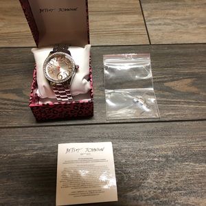 Betsey Johnson silver and rose gold watch